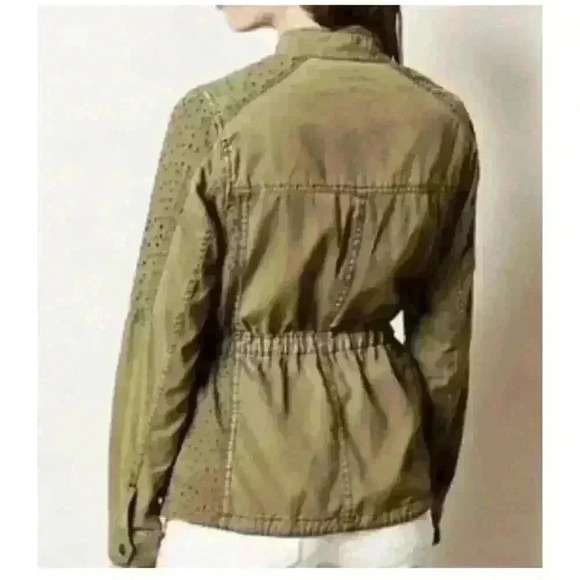 Anthropologie Hei Hei Olive Green Marais Eyelet Boho Jacket. Size SP - Picture 2 of 15